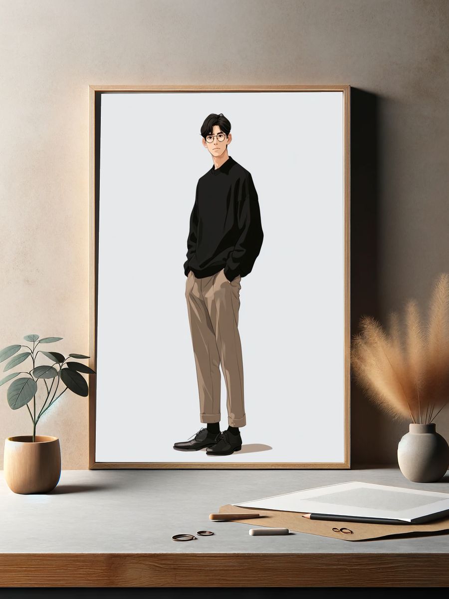 Minimalist Anime Portrait Poster. — room view 2