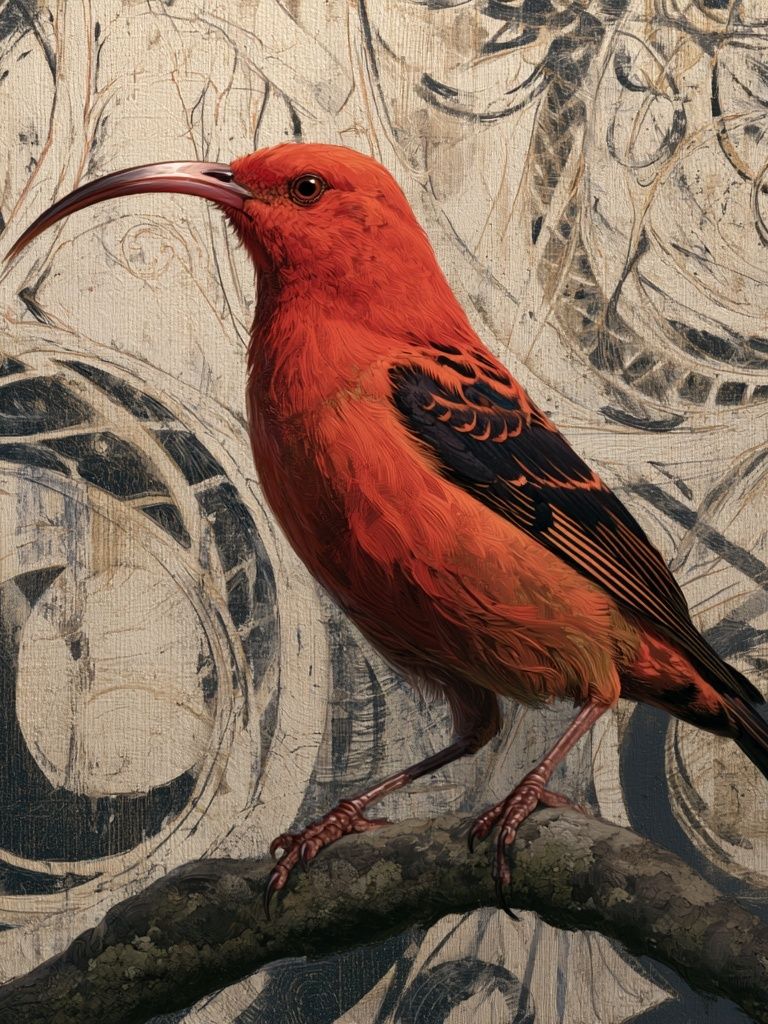 Scarlet Ibis Botanical Illustration Poster. poster — animals art