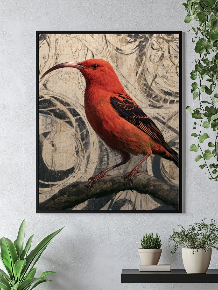 Scarlet Ibis Botanical Illustration Poster. — room view 4