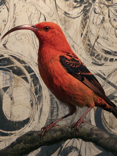Scarlet Ibis Botanical Illustration Poster. poster