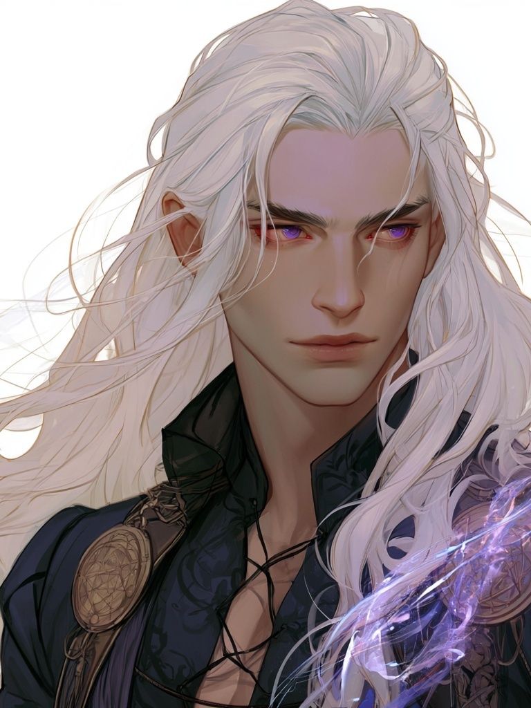 White-Haired Fantasy Portrait Print. poster detail