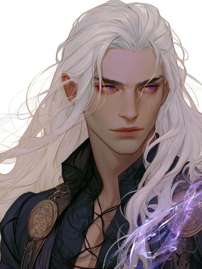 White-Haired Fantasy Portrait Print. poster