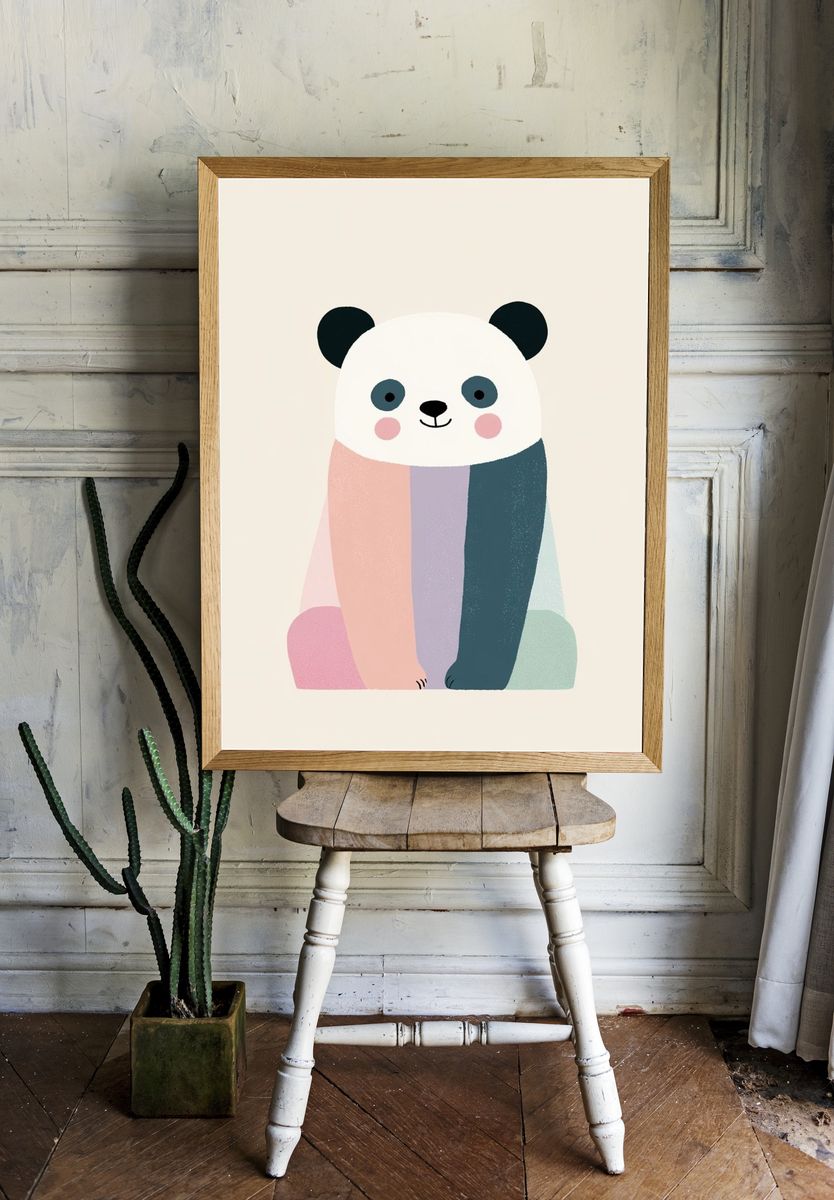 Cute Panda Illustration Poster. — room view 1