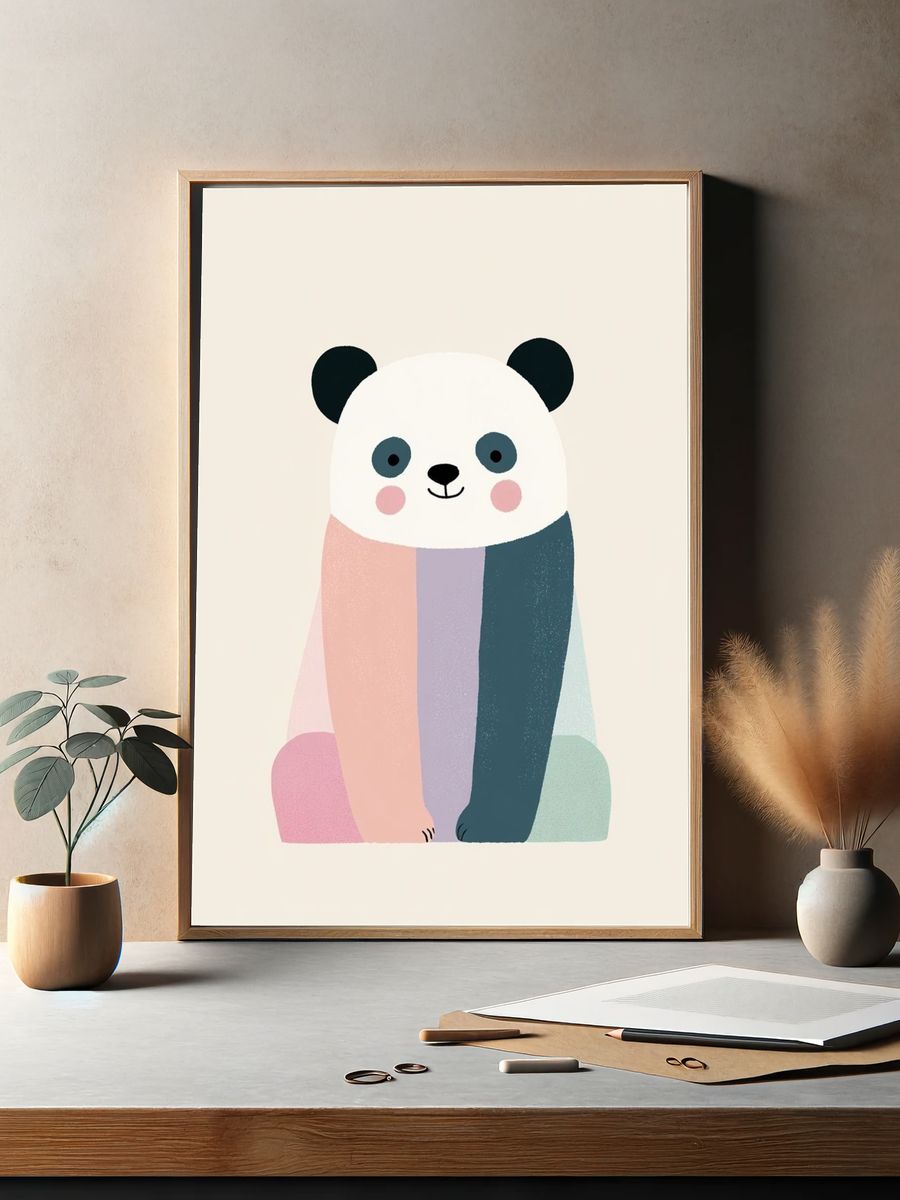 Cute Panda Illustration Poster. — room view 2