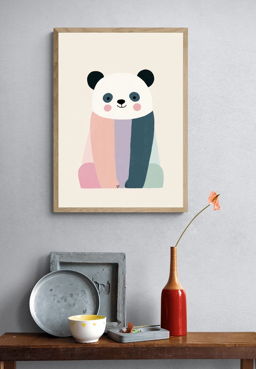 Cute Panda Illustration Poster. — room view 3