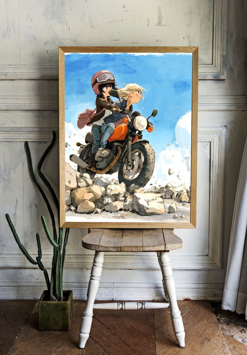 Motorcycle Ride Digital Art Poster. — room view 1