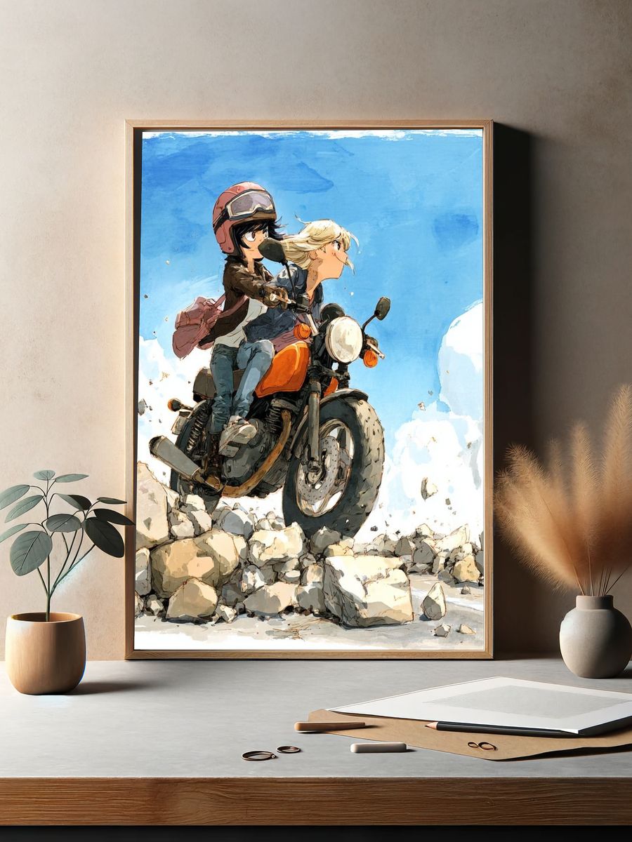 Motorcycle Ride Digital Art Poster. — room view 2