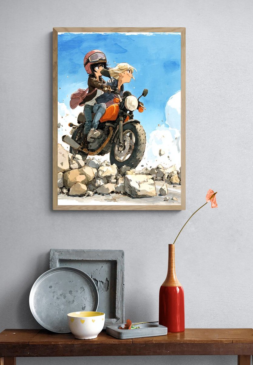 Motorcycle Ride Digital Art Poster. — room view 3