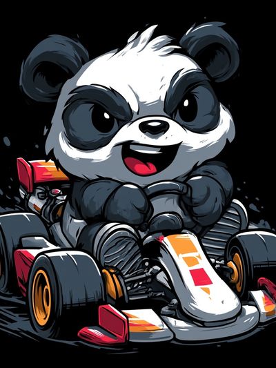 Panda Kart Racer Illustration Poster. poster