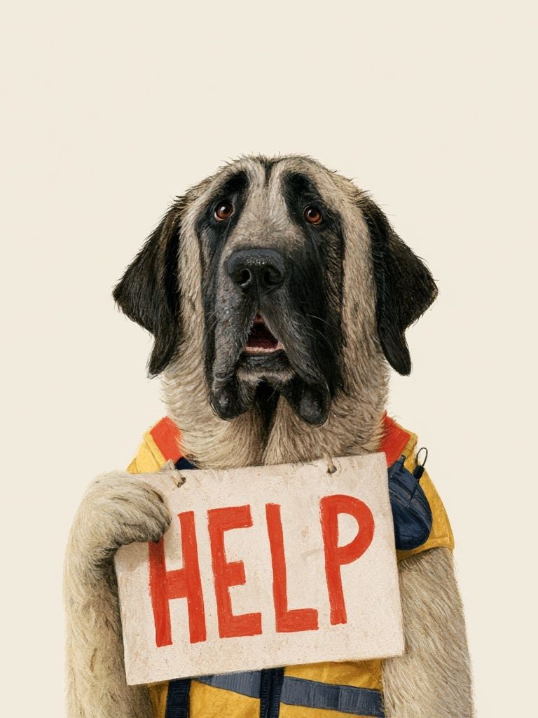 Help Dog Typography Poster. poster — animals art