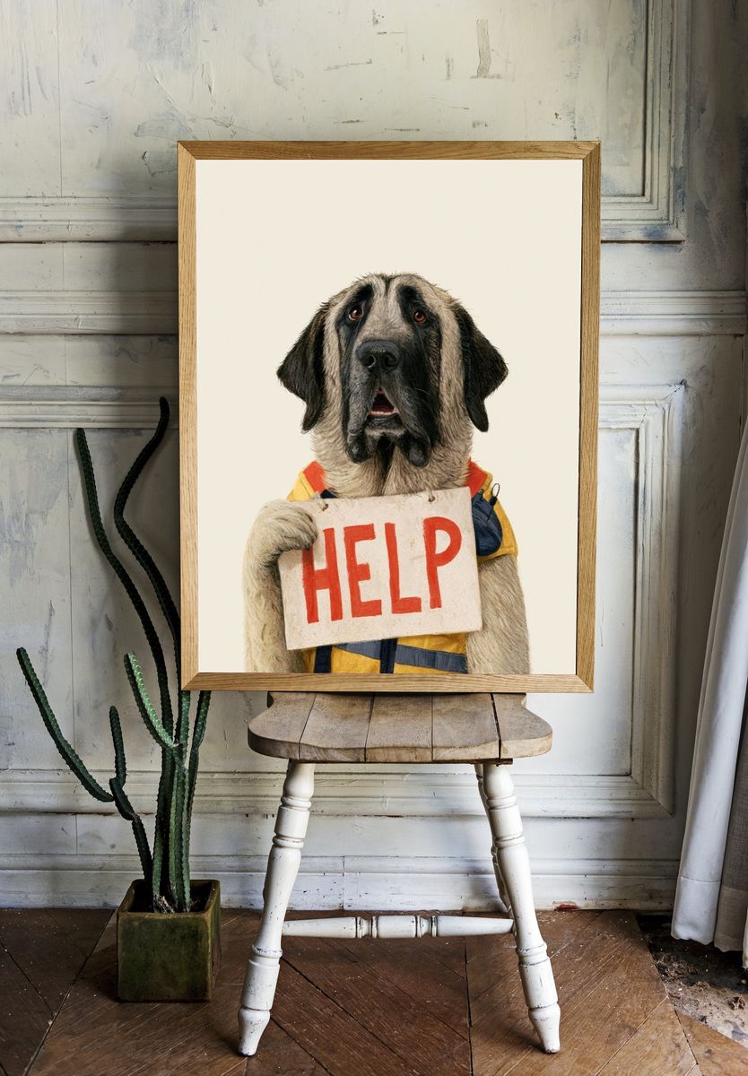 Help Dog Typography Poster. — room view 1
