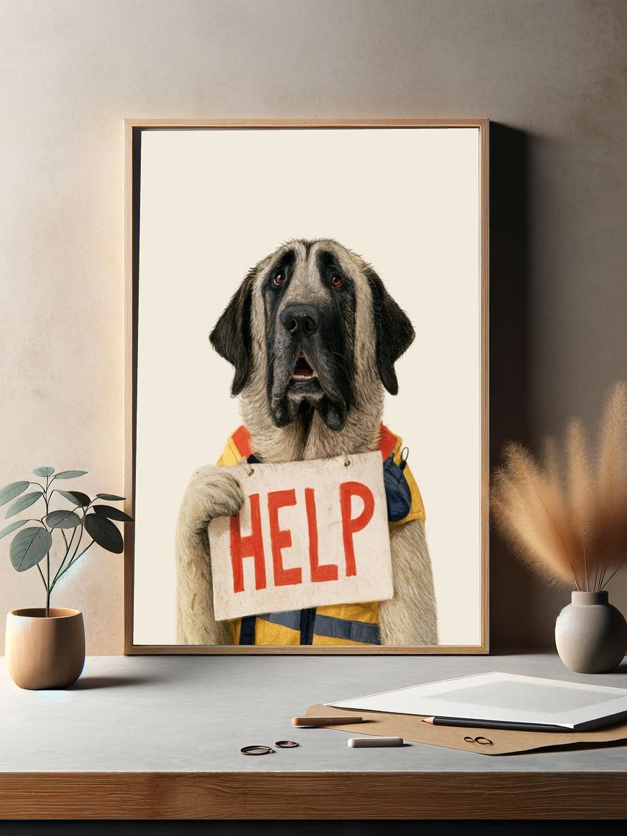 Help Dog Typography Poster. — room view 2