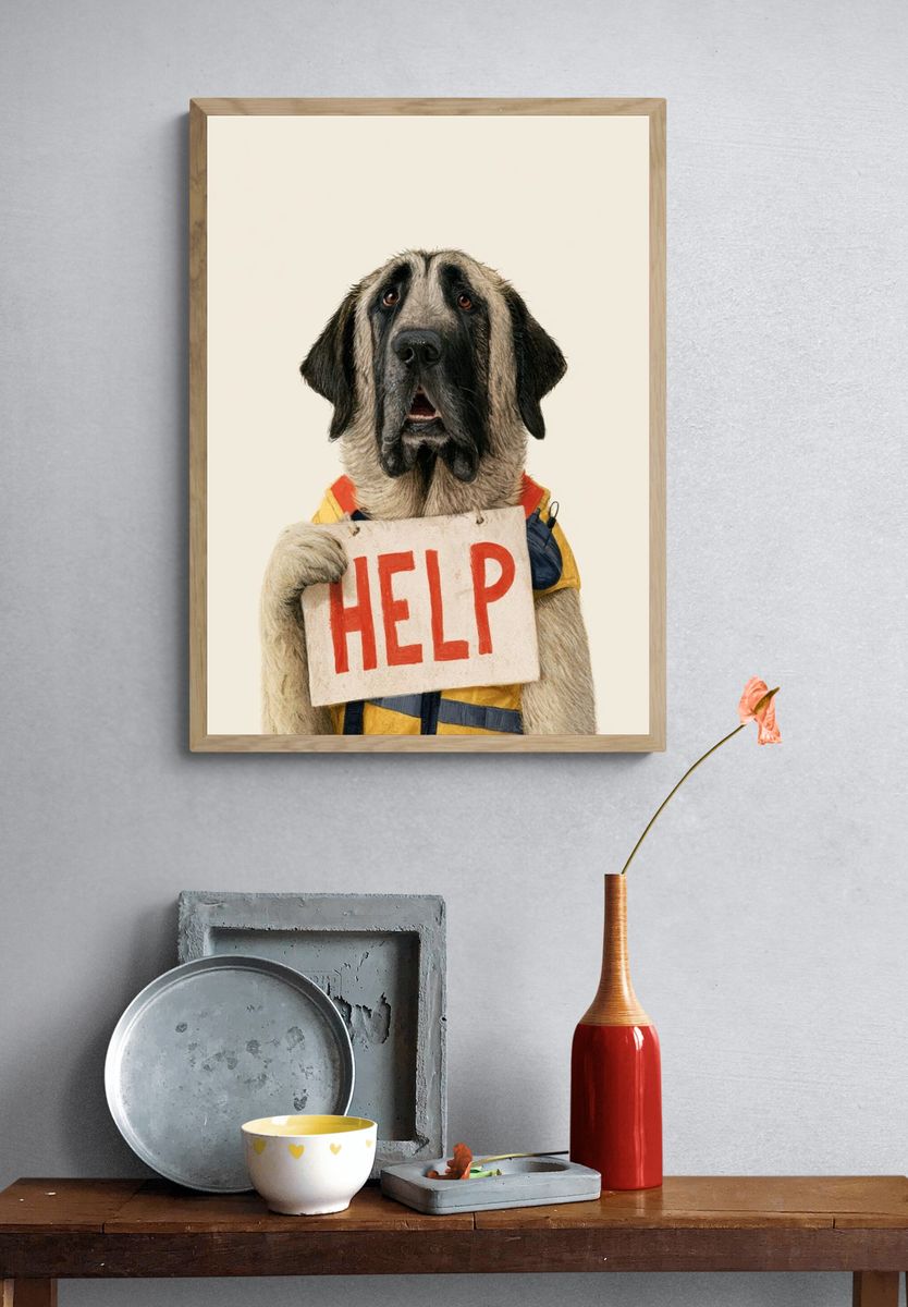 Help Dog Typography Poster. — room view 3