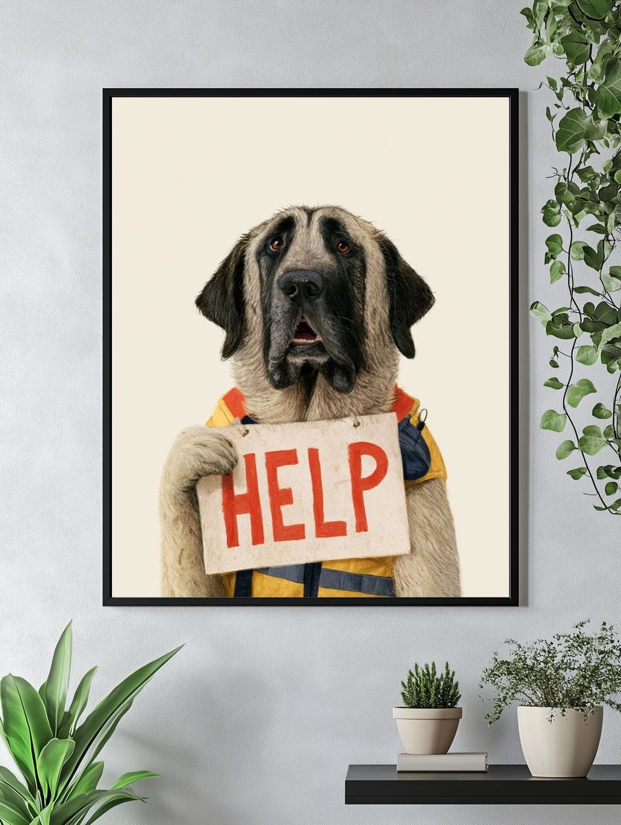 Help Dog Typography Poster. — room view 4