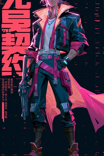 Cyberpunk Hero Character Poster. poster