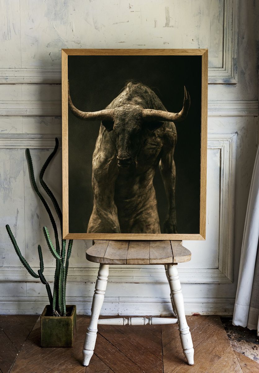Dark Bull Portrait Poster. — room view 1