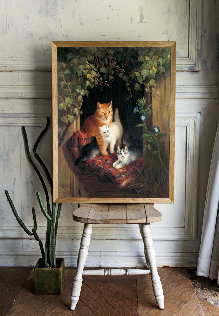 Cat Kittens (1844) painting high room preview