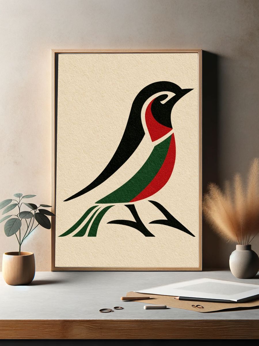 Stylized Penguin Illustration Poster. — room view 2