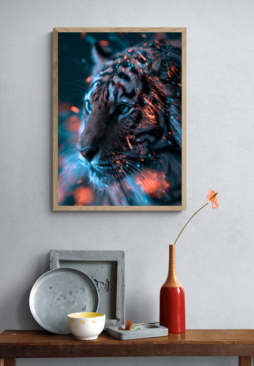 Tiger Neon Glow Poster. — room view 3