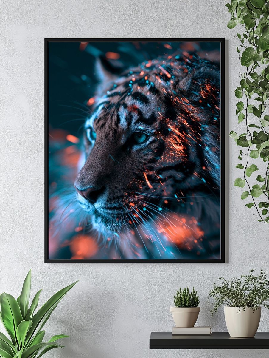 Tiger Neon Glow Poster. — room view 4