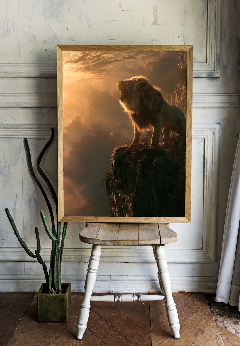 Majestic Lion at Sunrise Poster. — room view 1