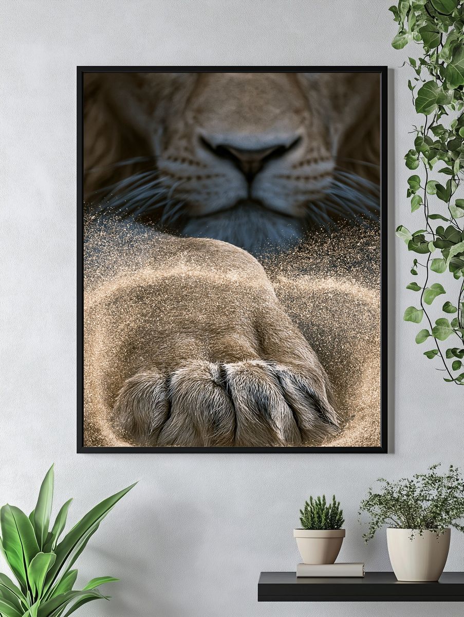 Lion Paw Close-Up Photography Poster. — room view 4