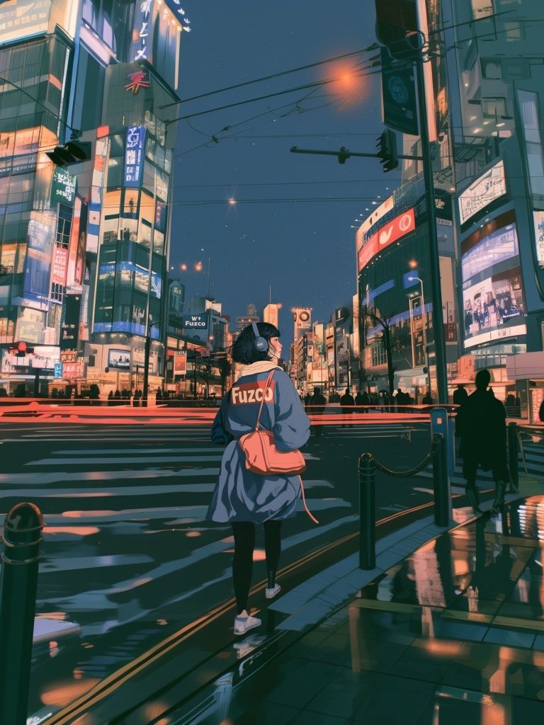 Neon Tokyo Street Scene Poster. poster detail