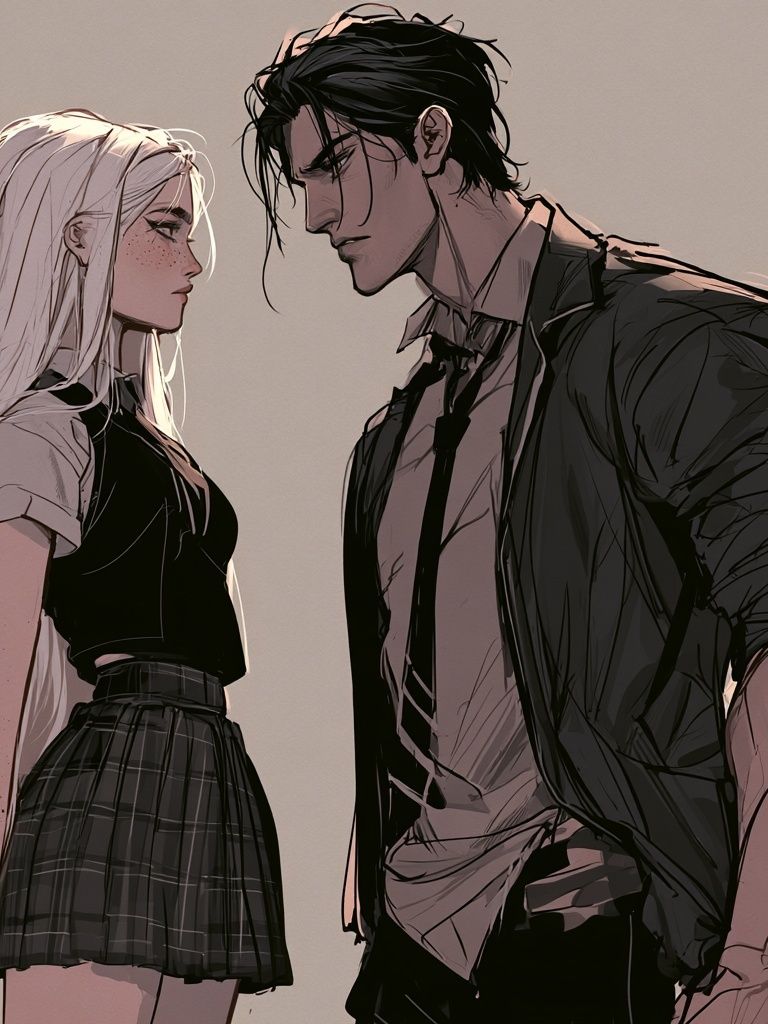Anime Couple Portrait Print. poster — anime art