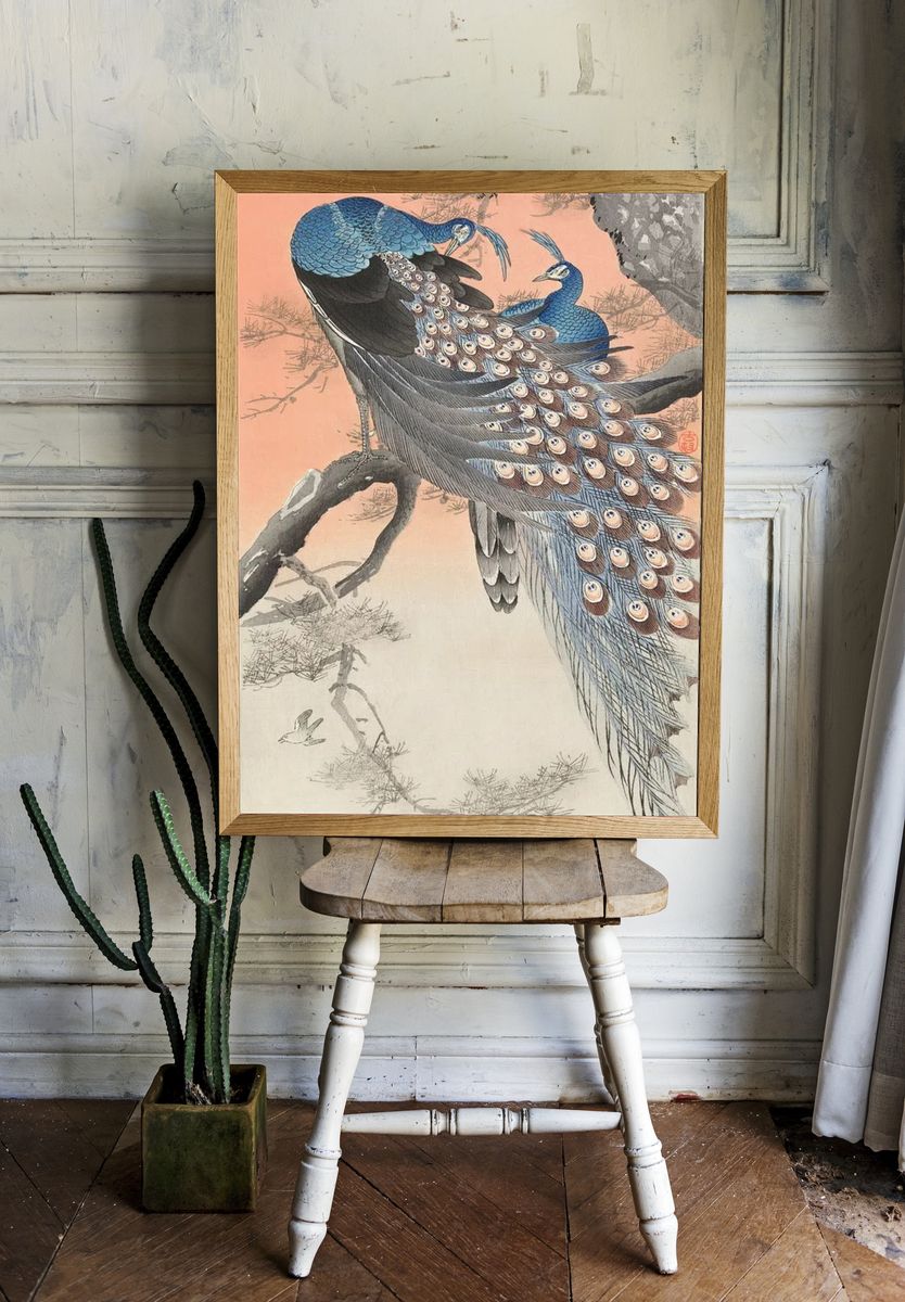 Two peacocks tree branch (1900 room preview