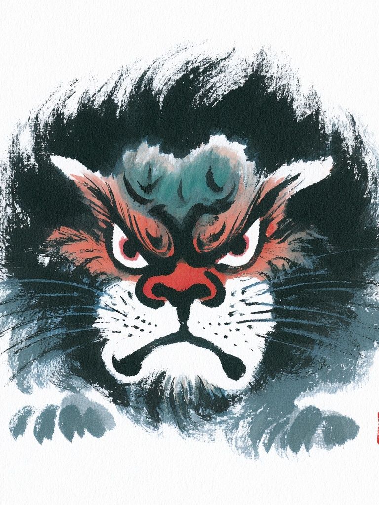 Angry Cat Ink Illustration Poster. poster — animals art