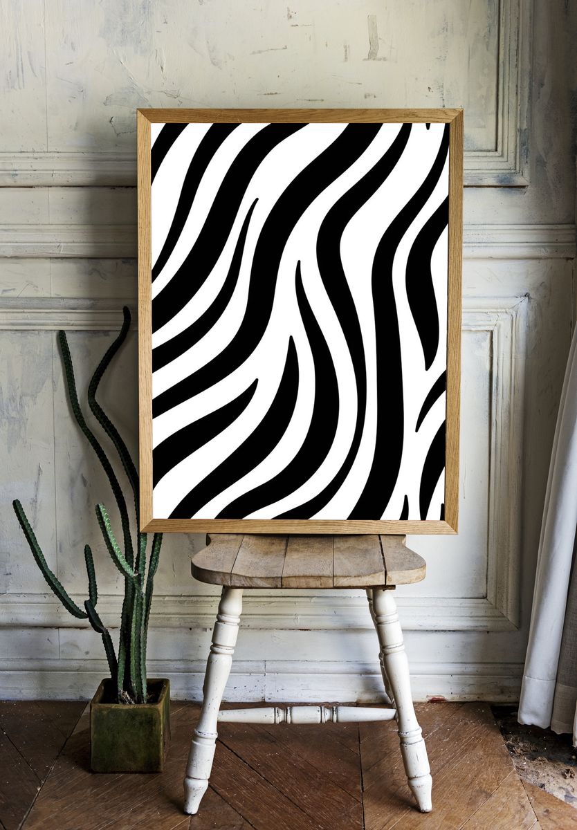 Black white zebra print pattern. — room view 1