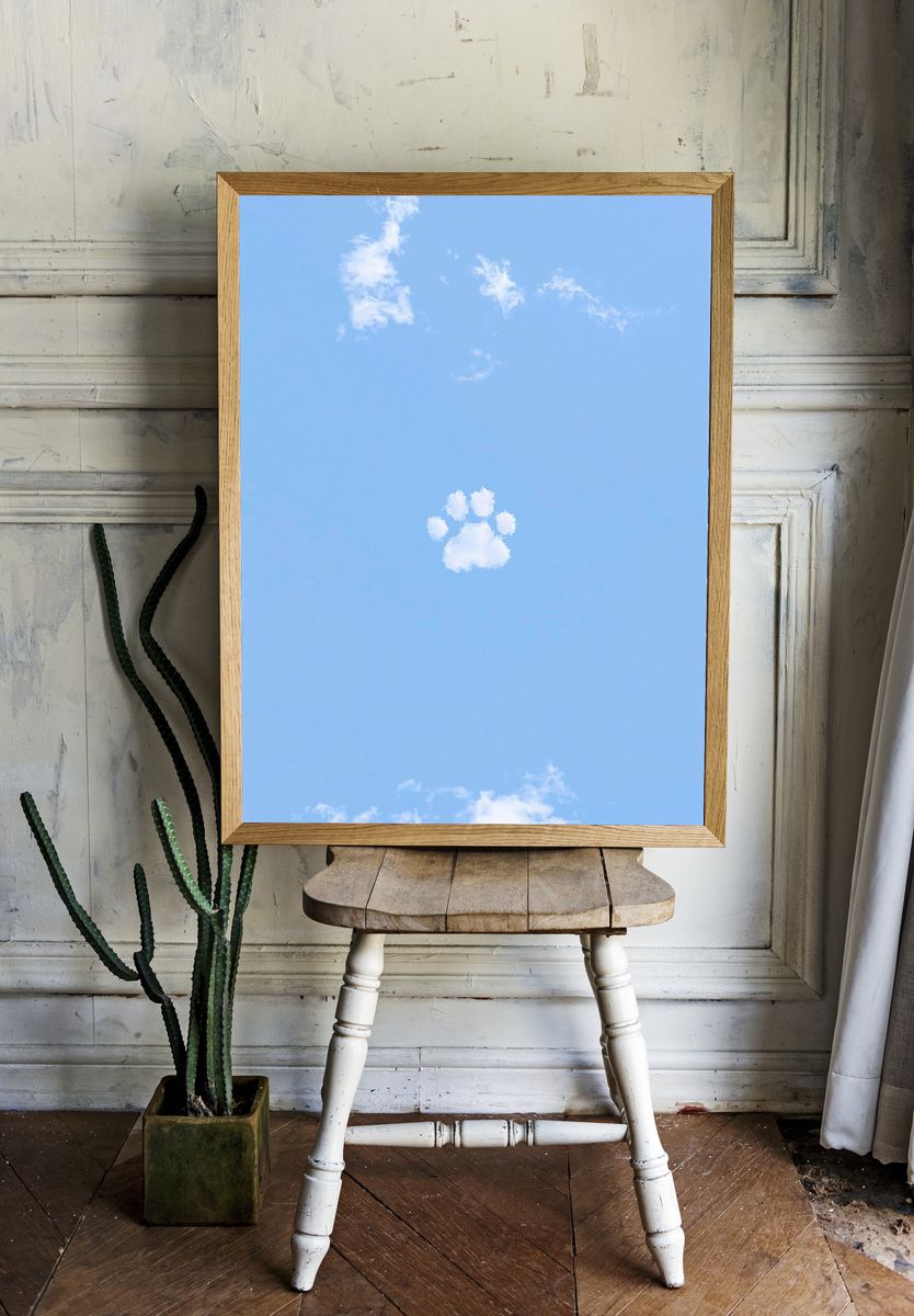 Cloud Paw Print Sky Poster. — room view 1