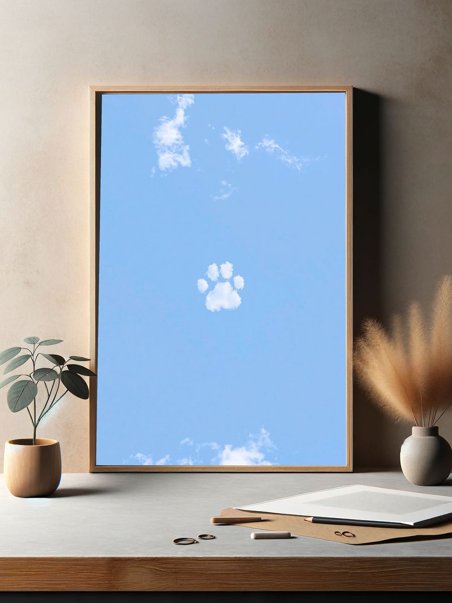 Cloud Paw Print Sky Poster. — room view 2