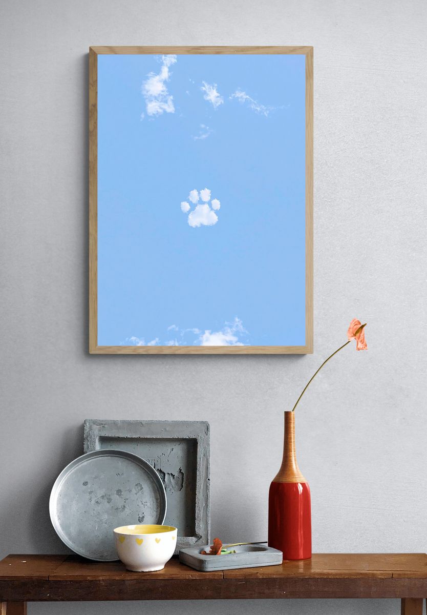 Cloud Paw Print Sky Poster. — room view 3