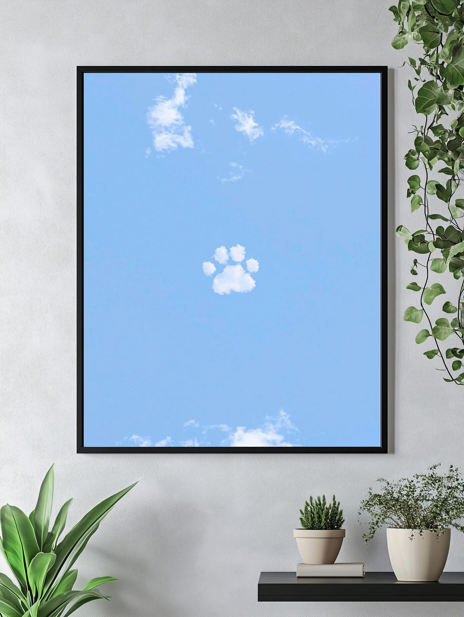 Cloud Paw Print Sky Poster. — room view 4
