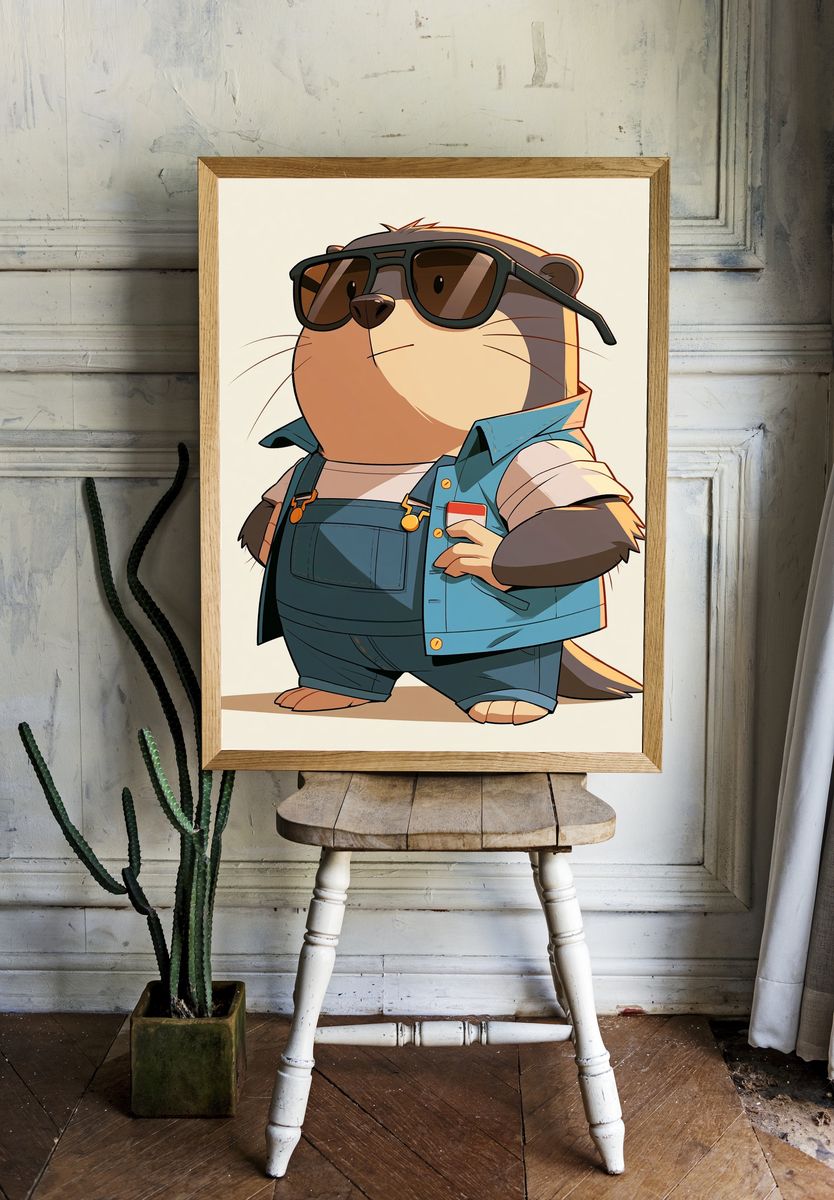 Cool Otter Cartoon Poster. — room view 1