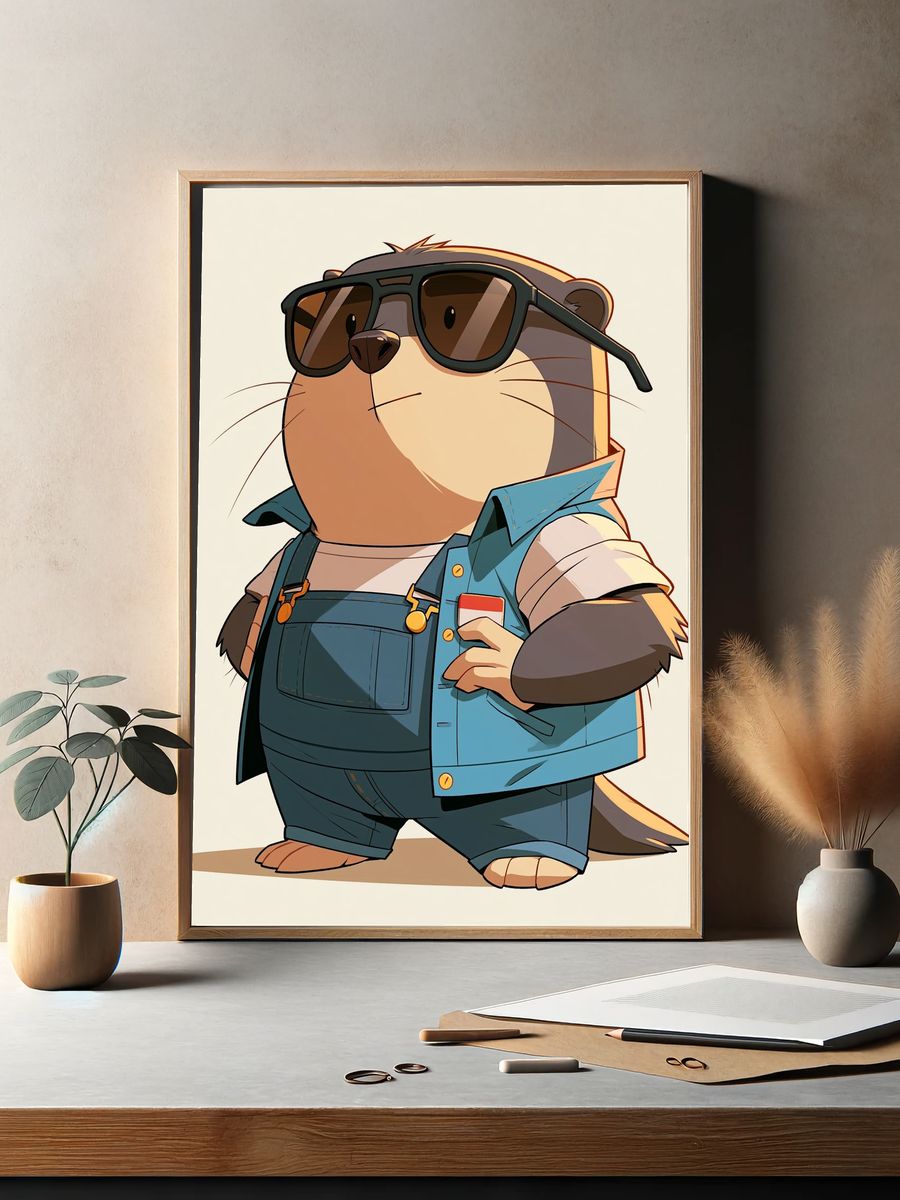 Cool Otter Cartoon Poster. — room view 2