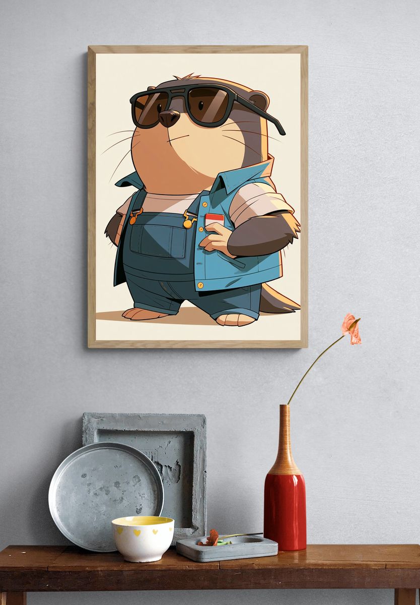 Cool Otter Cartoon Poster. — room view 3
