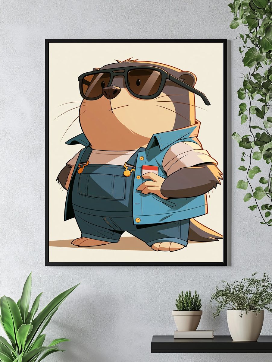 Cool Otter Cartoon Poster. — room view 4