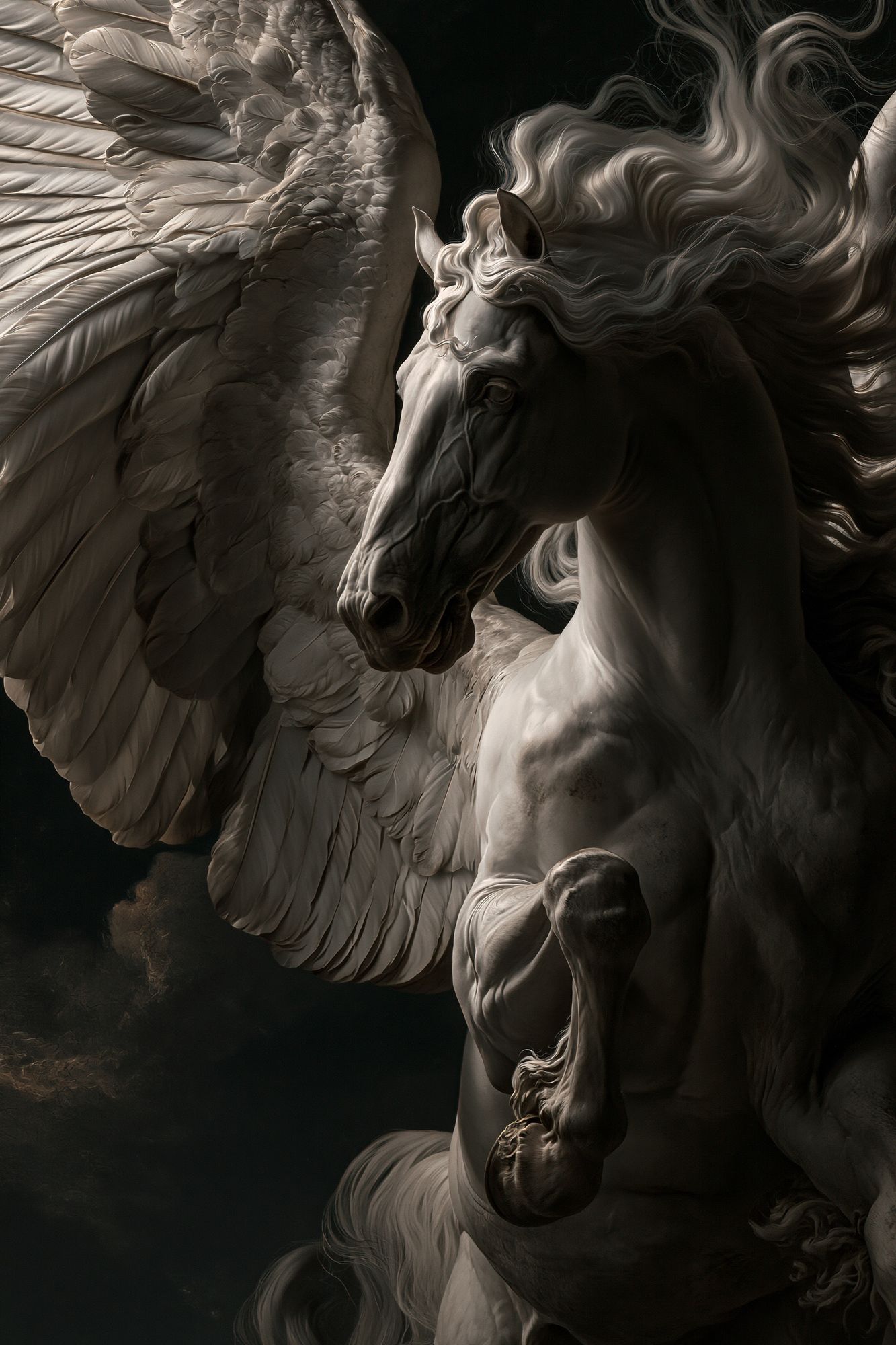 Winged Pegasus Dark Fantasy Print. poster detail