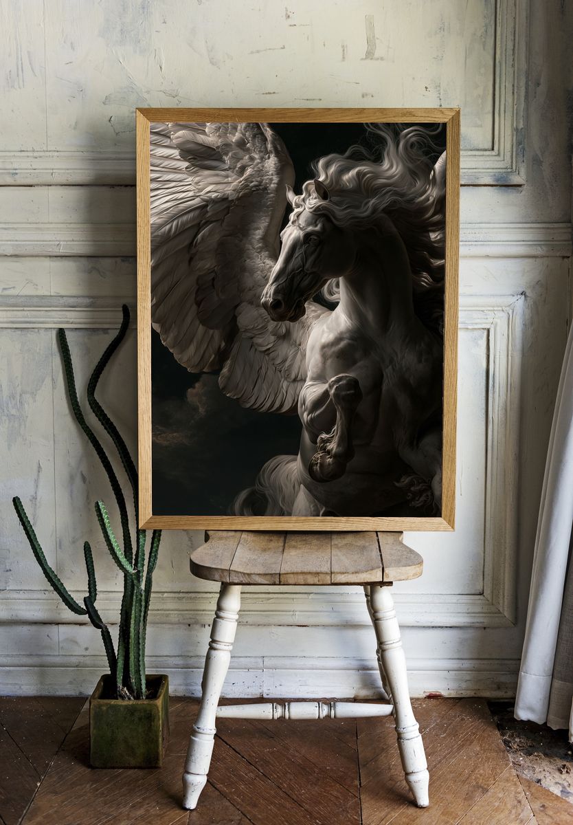Winged Pegasus Dark Fantasy Print. — room view 1