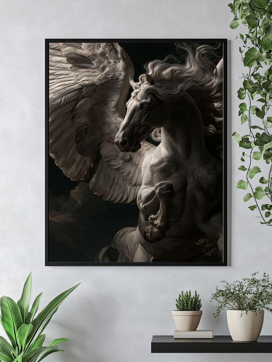 Winged Pegasus Dark Fantasy Print. — room view 4