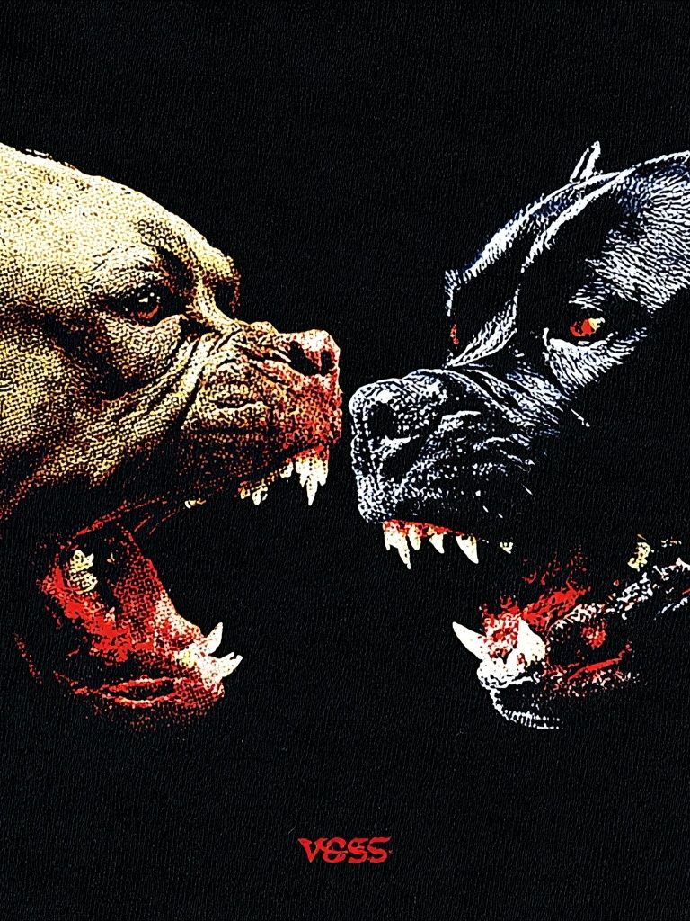 Aggressive Dogs Illustration Poster. poster — animals art