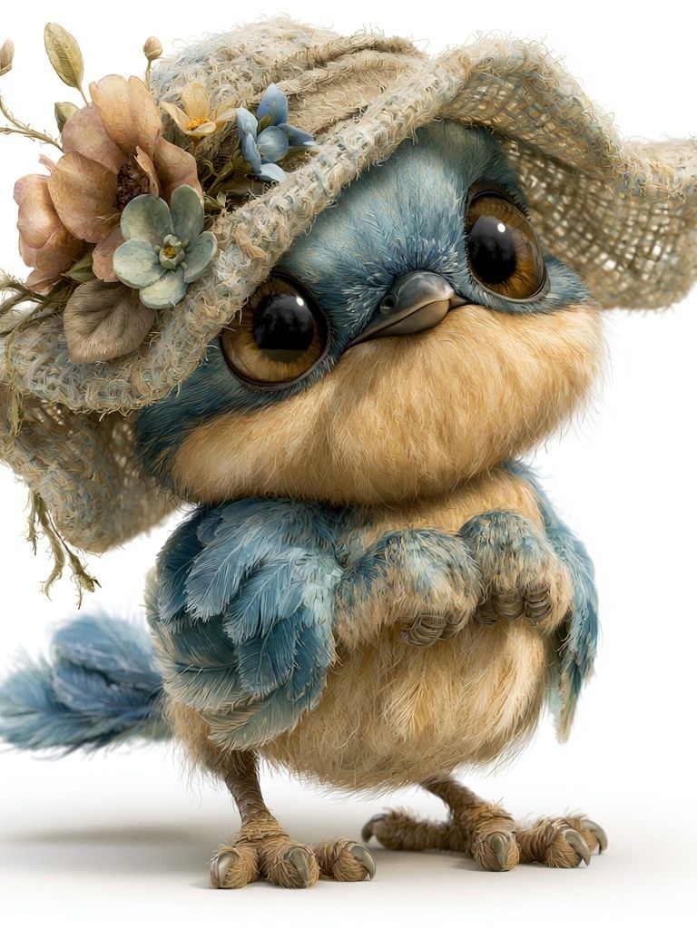 Blue Bird in Straw Hat Poster. poster detail