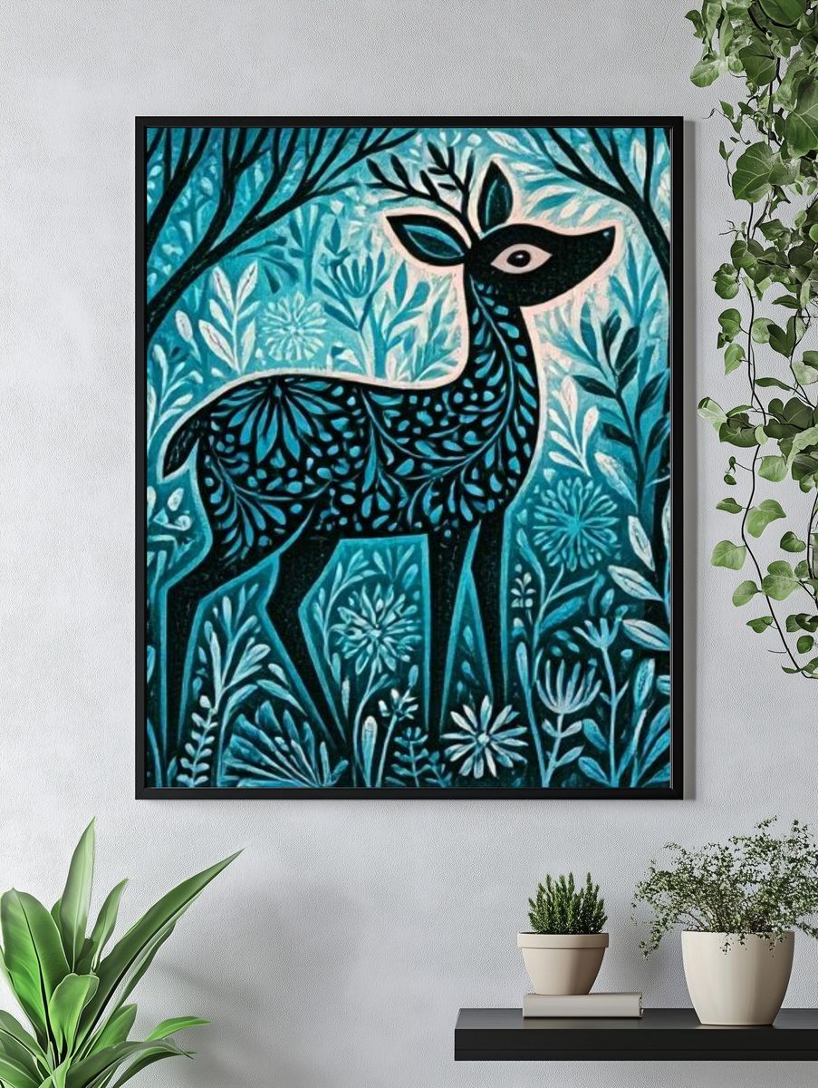 Forest Deer Illustration Poster. — room view 4