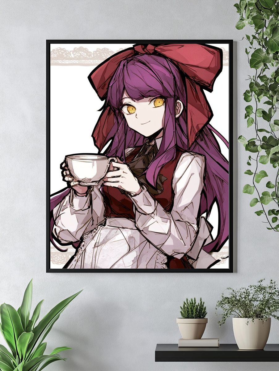 Anime Girl with Tea Illustration Poster. — room view 4