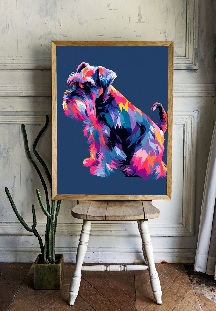 Colorful Schnauzer Illustration Poster. — room view 1
