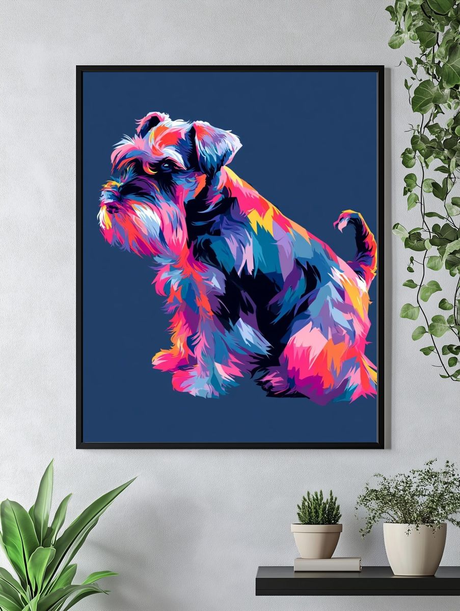 Colorful Schnauzer Illustration Poster. — room view 4