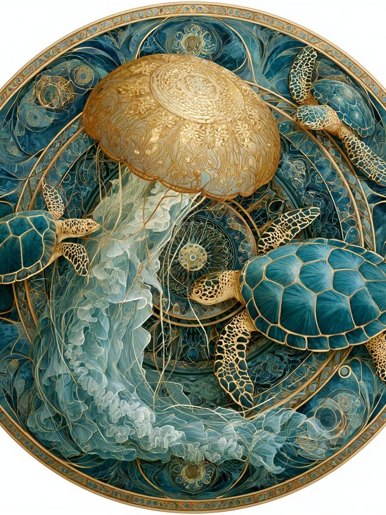 Sea Turtles Mandala Illustration Poster. poster — animals art