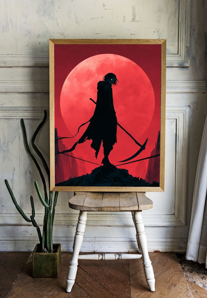 Samurai Moon Silhouette Poster. — room view 1